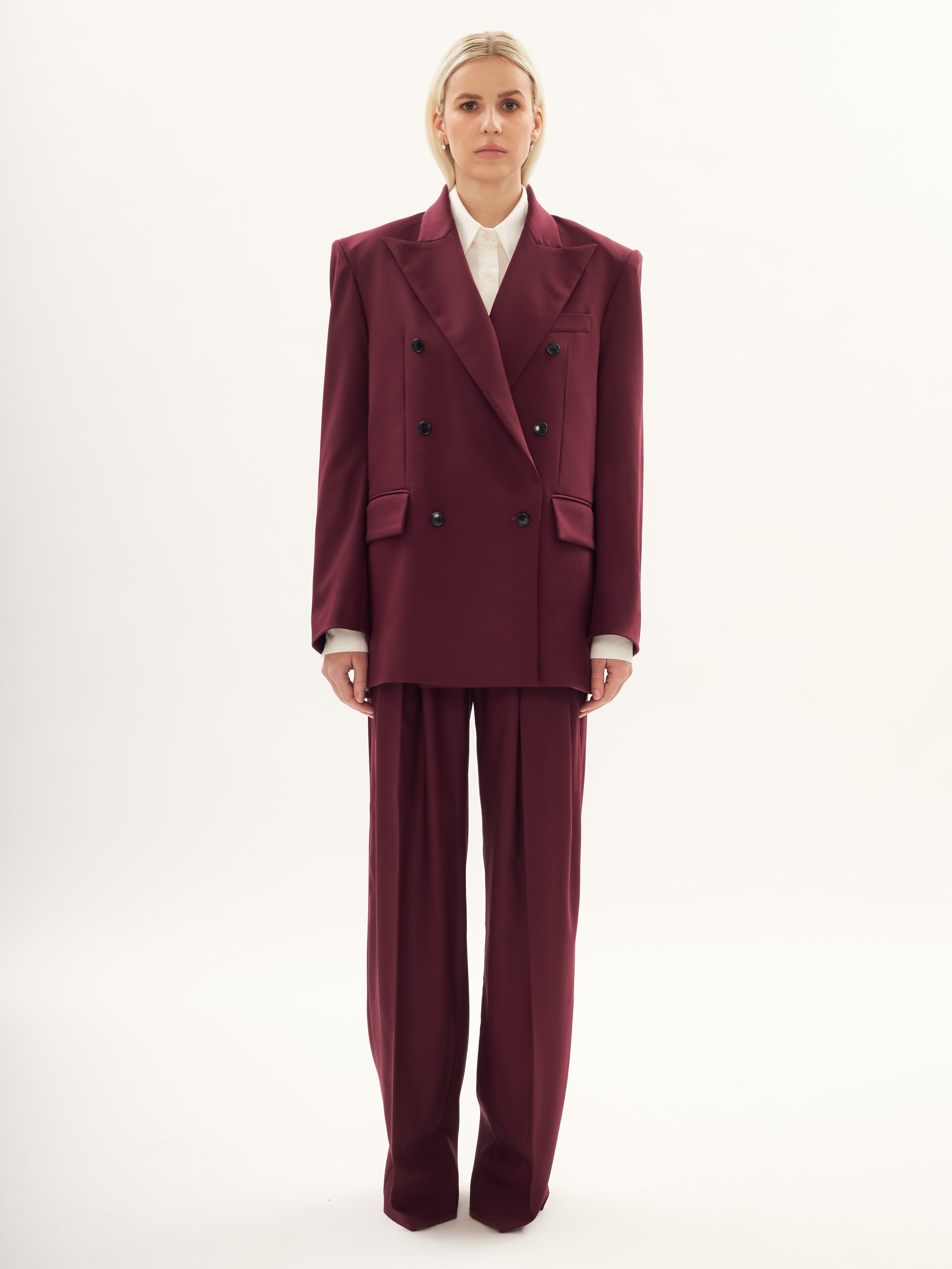 Double Breasted Blazer in Bordeaux