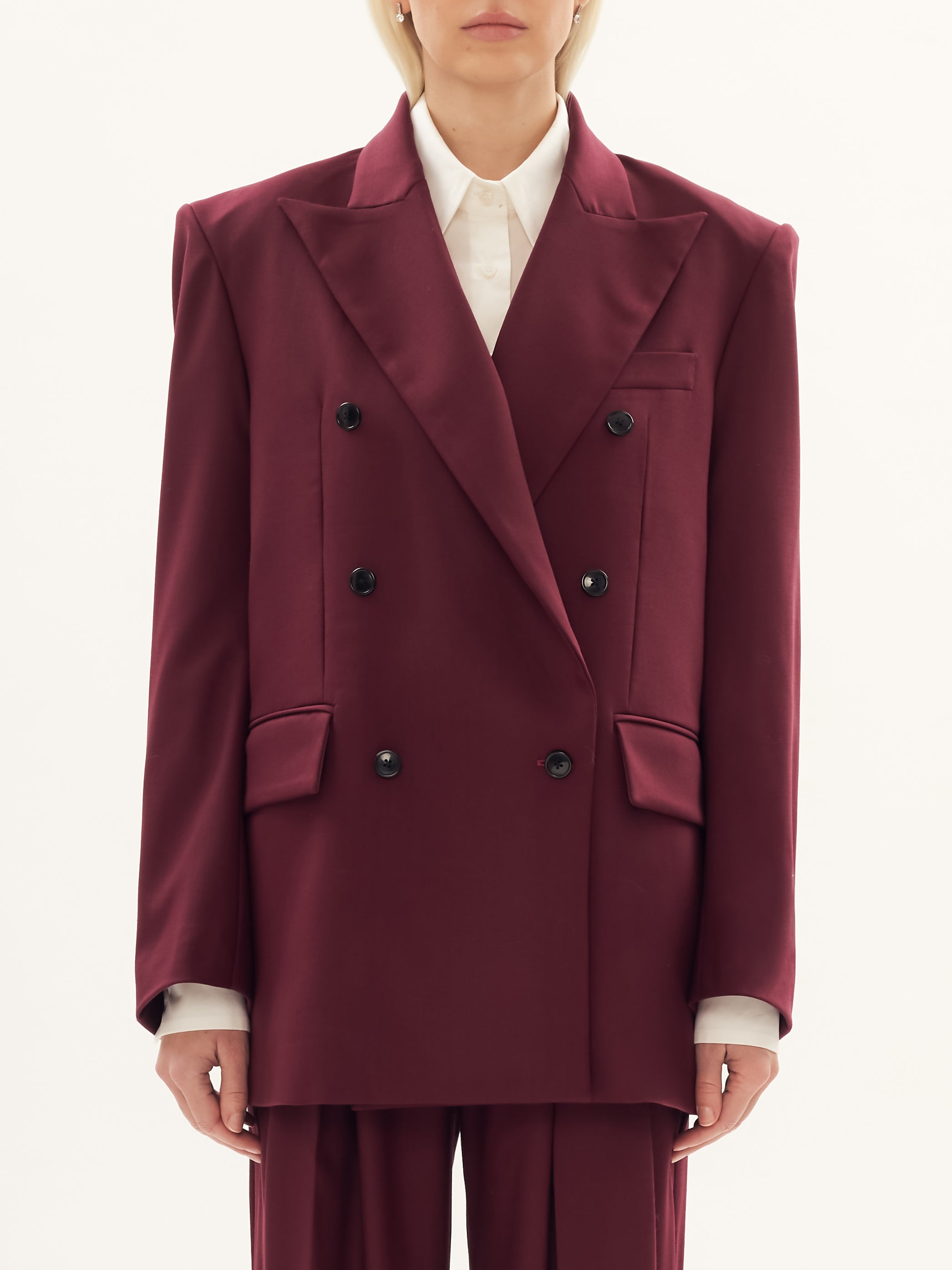 Double Breasted Blazer in Bordeaux