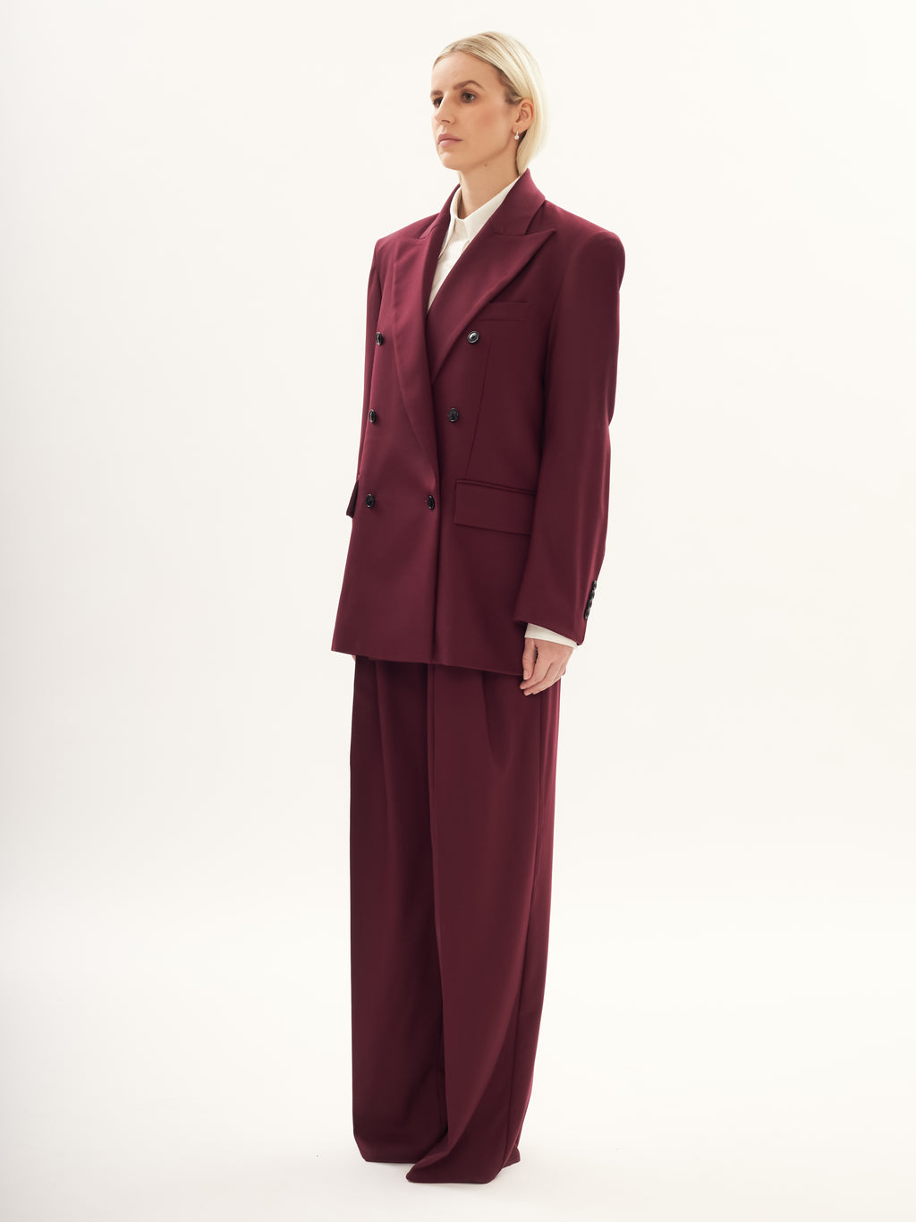 Double Breasted Blazer in Bordeaux