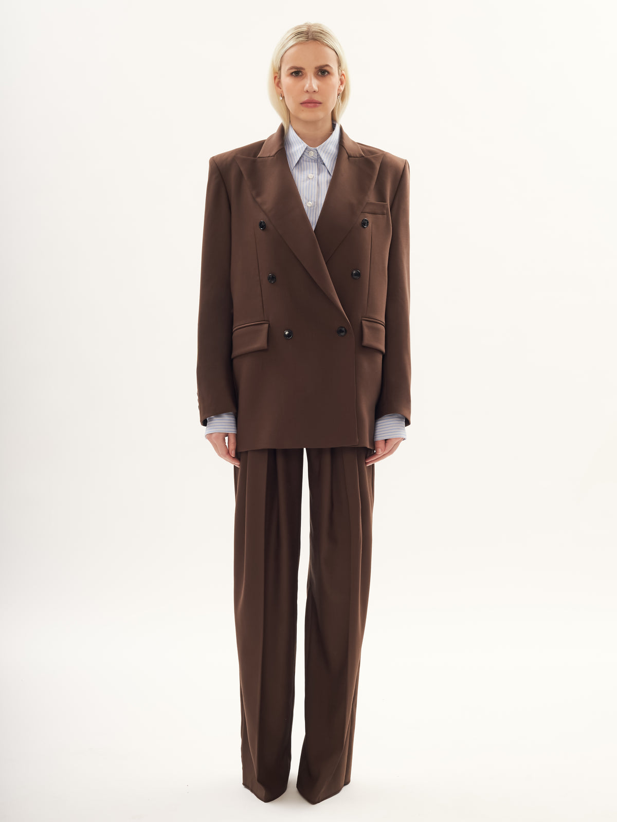 Double Breasted Blazer in Brown – Due Trame