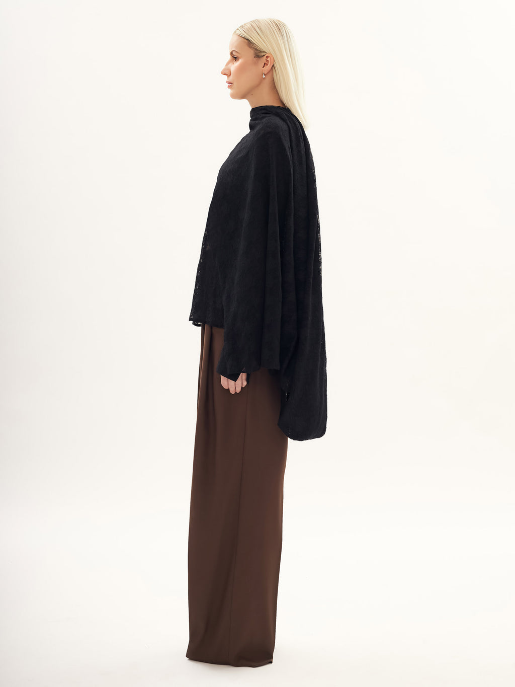 Pizzo Scarf Blouse in Black