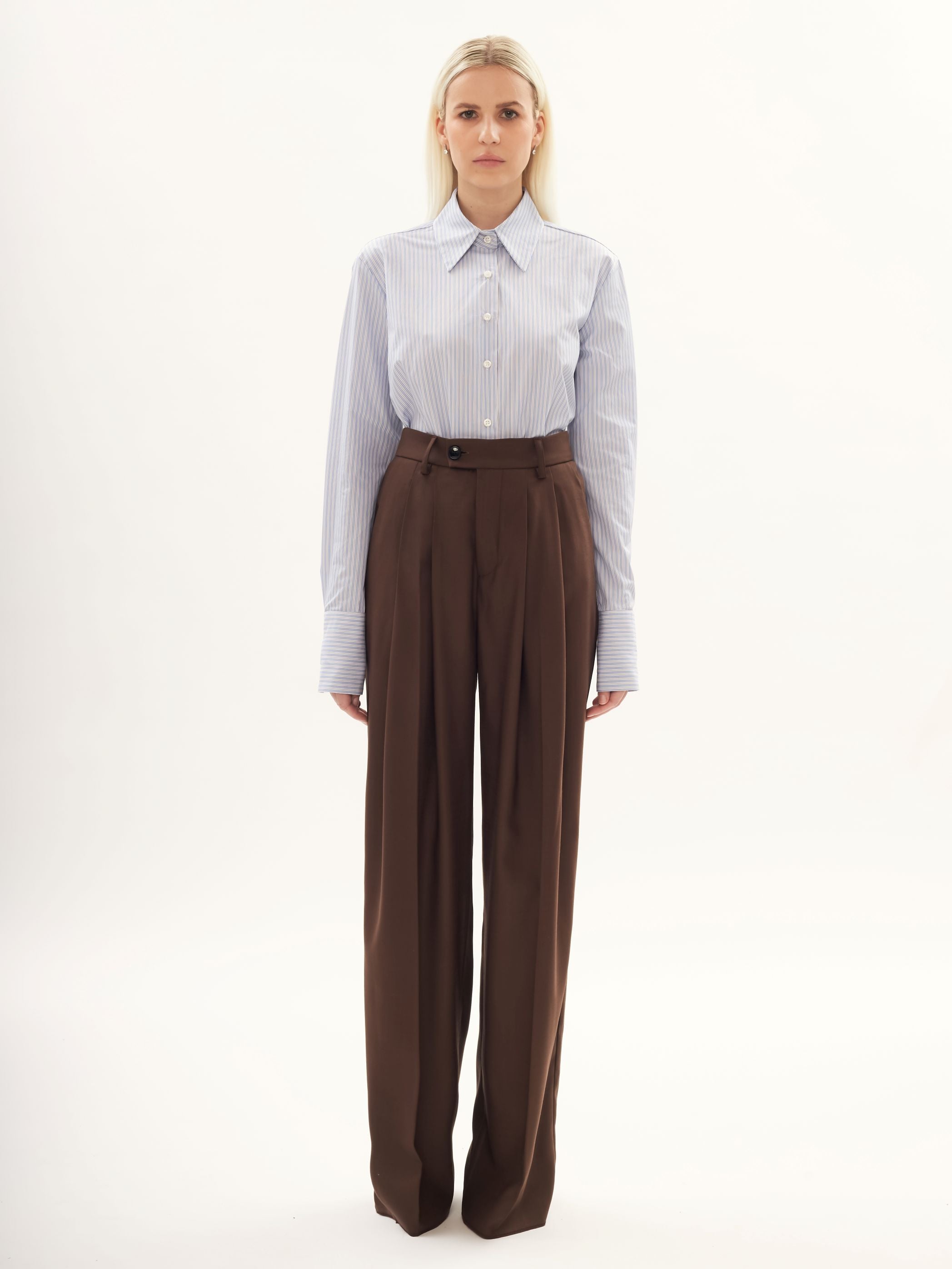 Wide-leg Tailored Pants in Brown