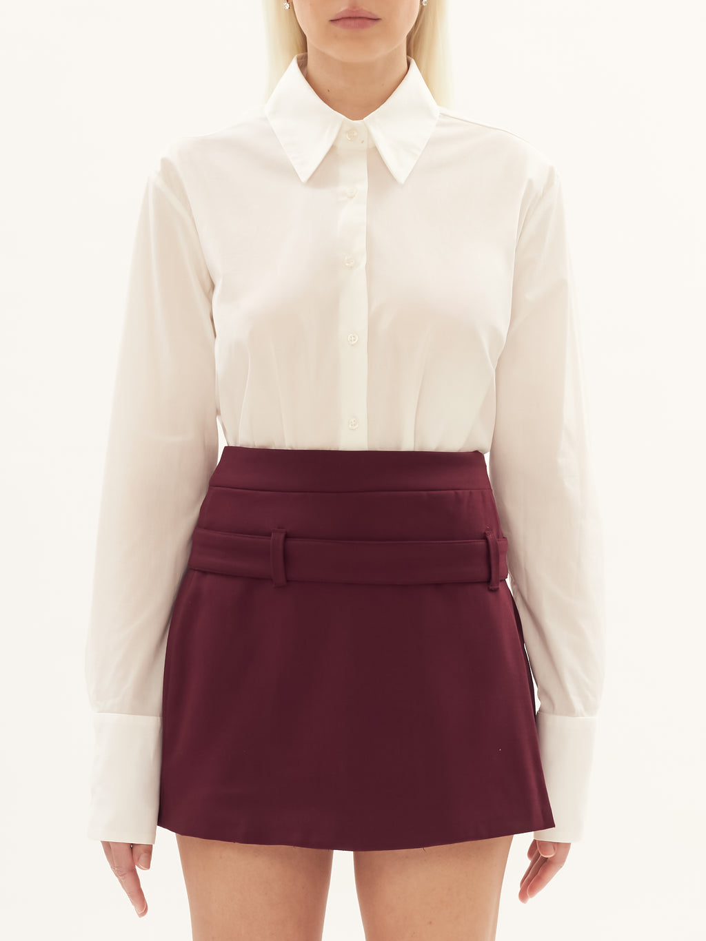 Wool Mini Skirt in Bordeaux