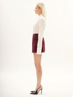 Wool Mini Skirt in Bordeaux
