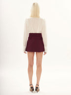 Wool Mini Skirt in Bordeaux