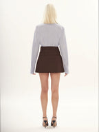 Wool Mini Skirt in Brown