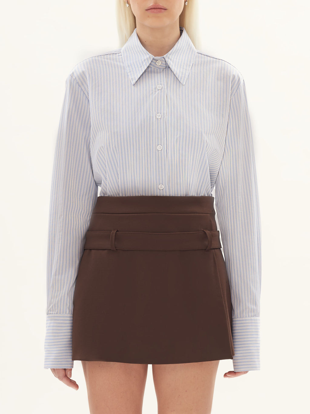 Wool Mini Skirt in Brown